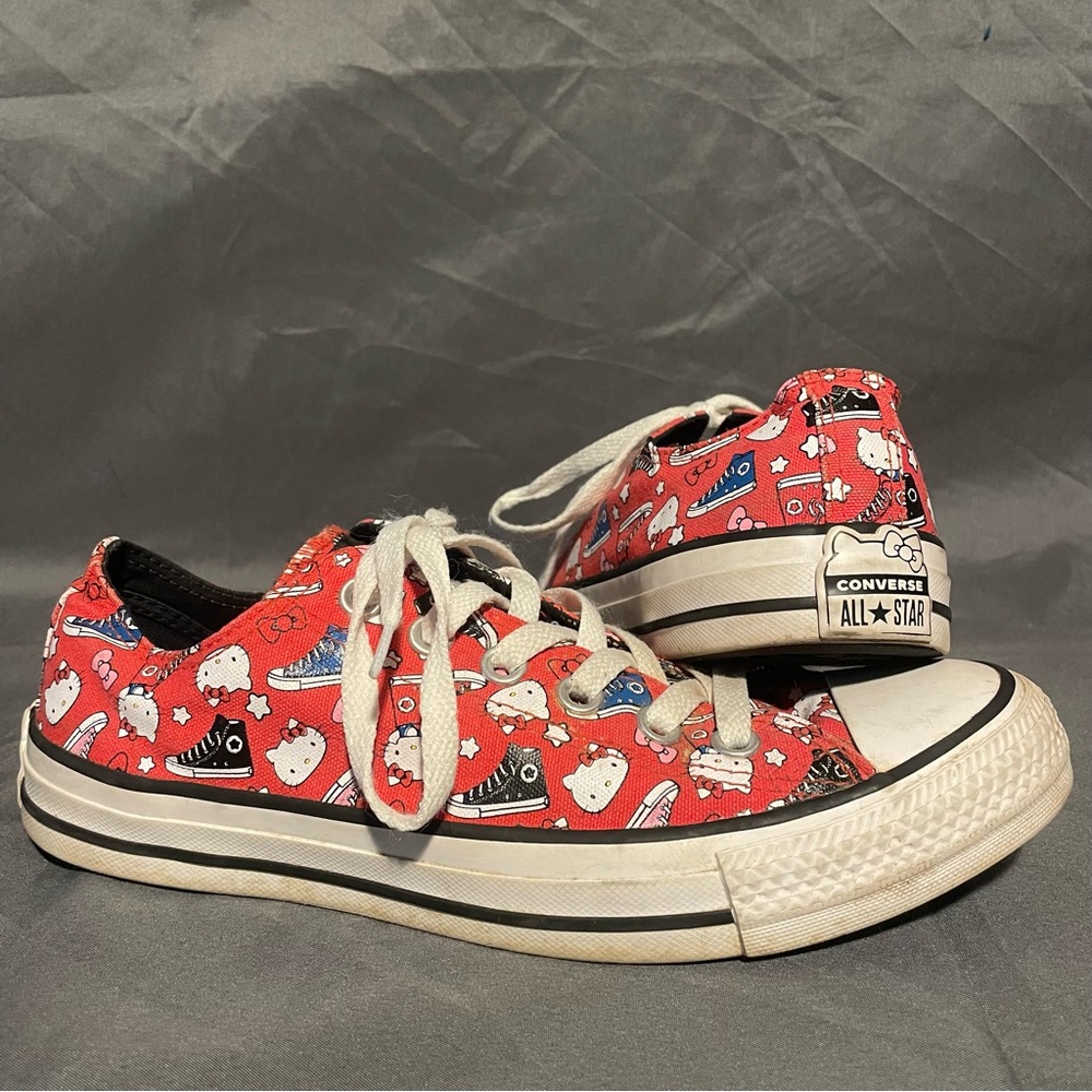 Converse Unisex Red and White Hello Kitty Sneakers